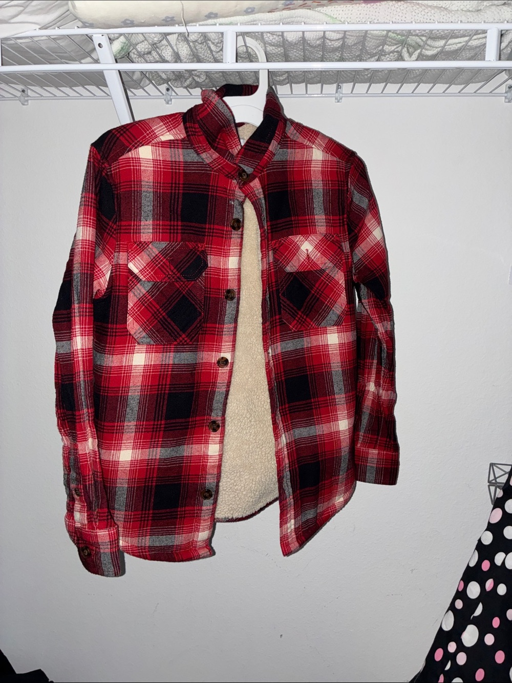 Sonoma Red Black Plaid Button-Down Shirt Jacket
